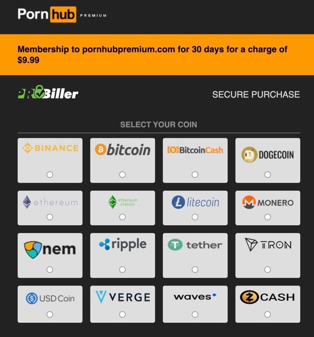 Pornhub - کوین‌های XRP, BNB, USDC و DOGE به گزینه های پرداختی پورن هاب، اضافه شدند!