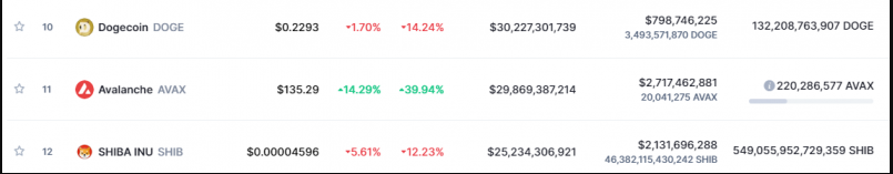 1 1 - اولنچ (AVAX) از شیبا اینو (SHIB) پیشی گرفت و یک رکورد دیگر را ثبت کرد